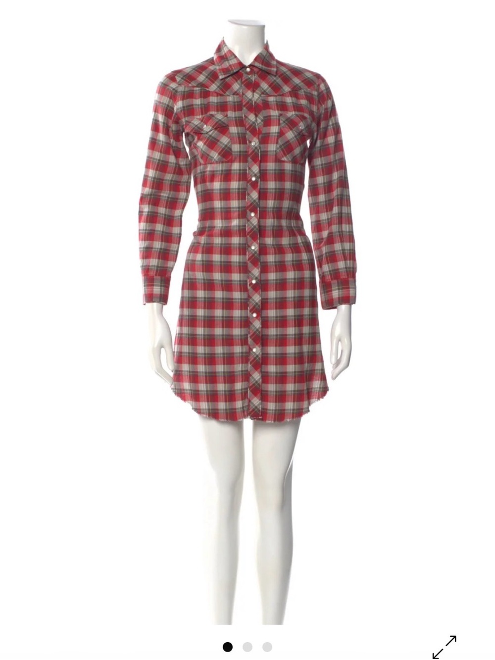 Theory Red Plaid Long-Sleeve Shirt Dress